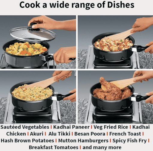 Hawkins Futura 3.25 Litre Curry Pan, Non Stick Saute Pan with Glass Lid, Deep Pan for Frying, Black (NCP325G) - Image 3
